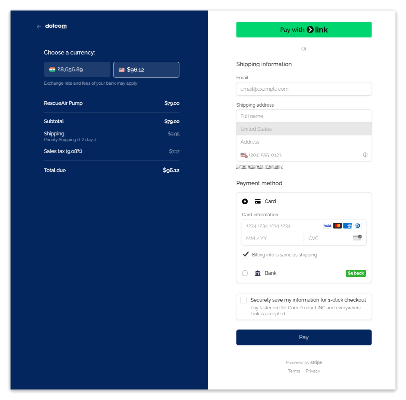 RescueAir checkout page